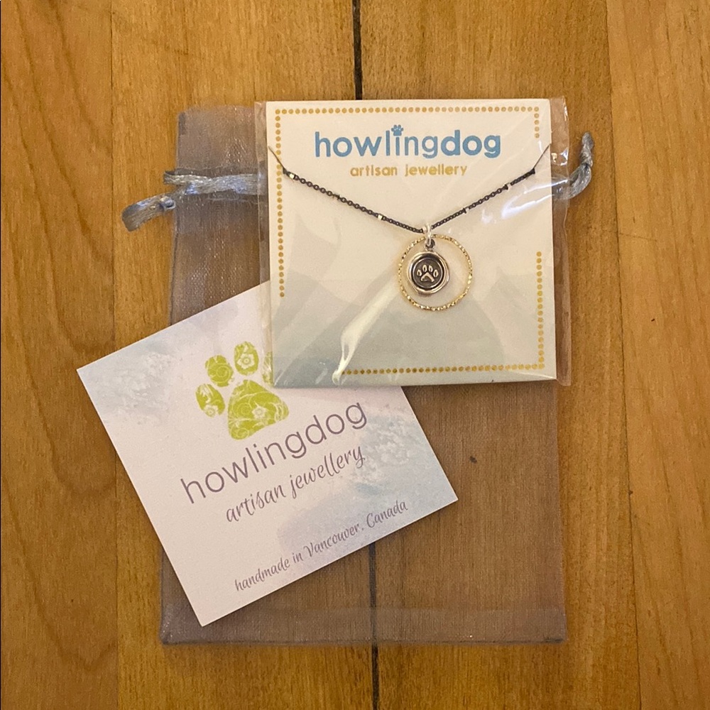 Howling Dog Silver Pendant Necklace